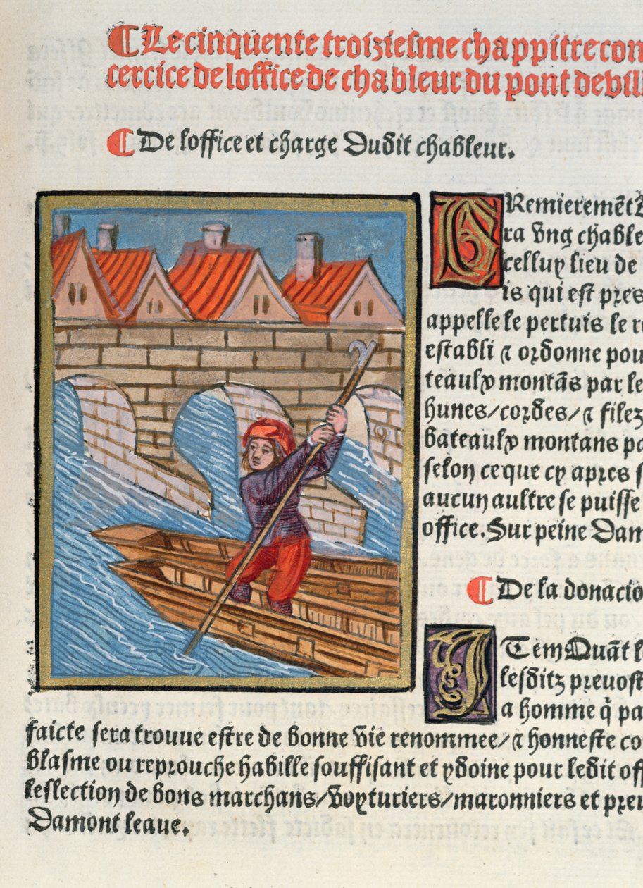 「Chableur」、「Ordonnances Royaux de la Juridiction de la Prevote des Marchands de la Ville de Paris」、1528年（紙と紙とガッシュ） 作： アントワーヌ・ベラード