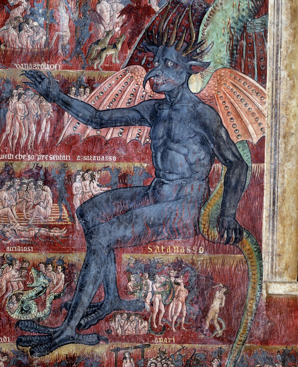 地獄に堕ちた悪魔、細部（フレスコ画 作： アントニアッツォロマーノ
