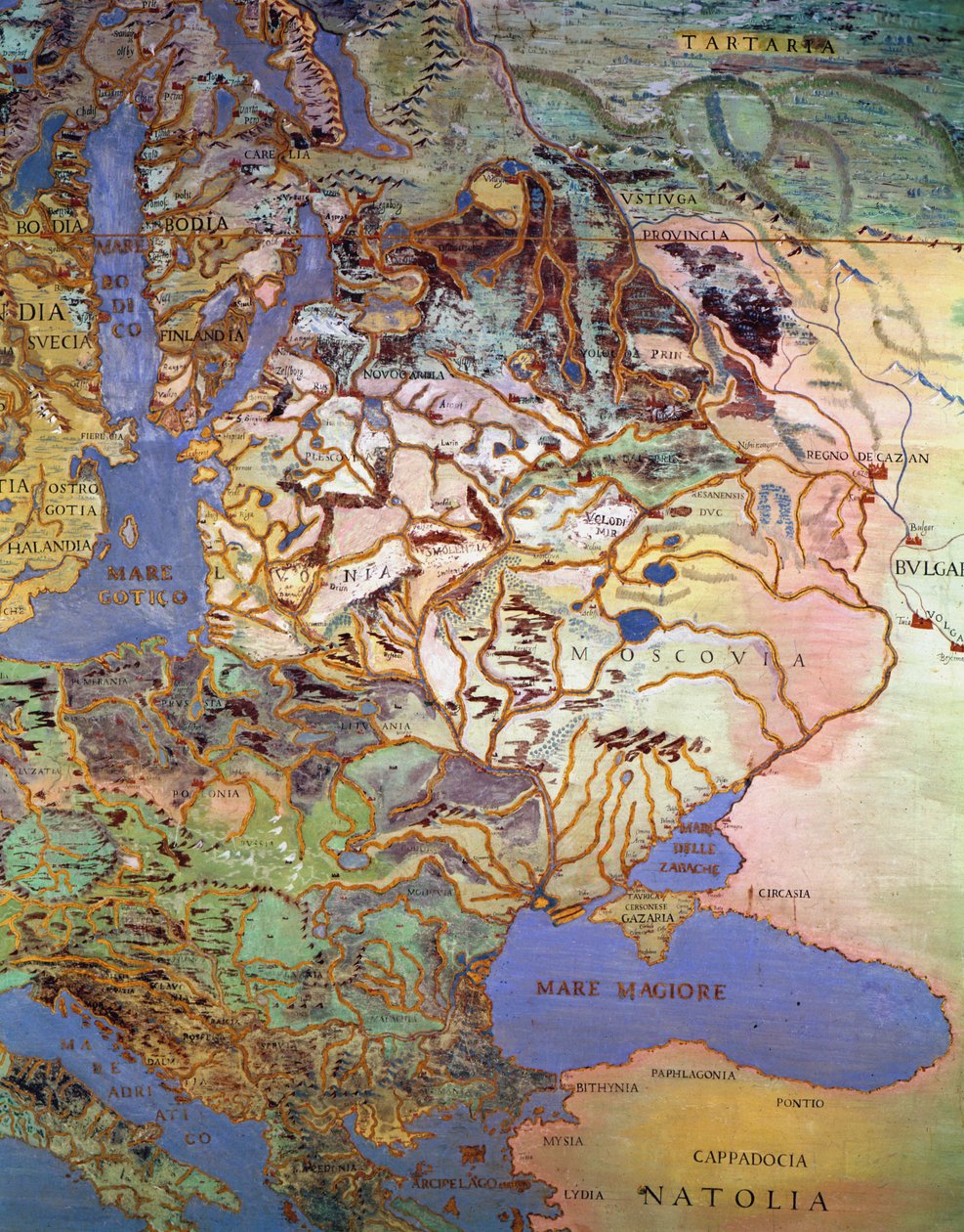 「サラデルマッパモンド」からの中央ヨーロッパの地図（世界地図のホール） 作： アントニオ・ジョヴァンニ・デ・ヴァレーゼ