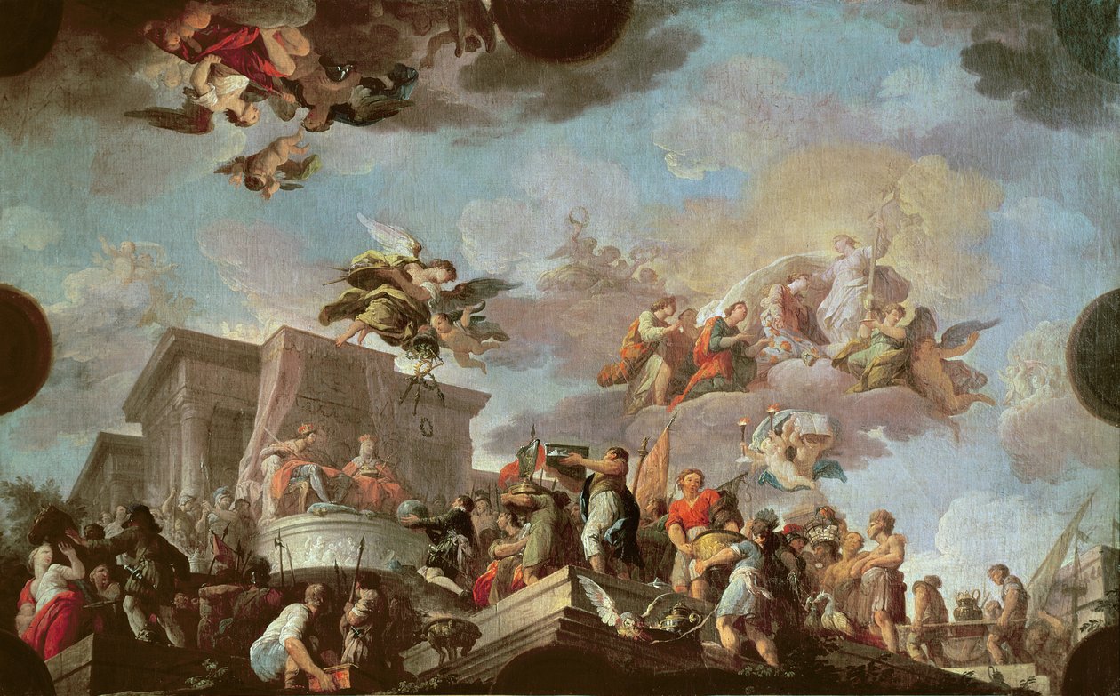 クリストファーコロンブス（1450-1506）1765年以前の、カトリックキングスに新しい世界を提供 作： アントニオ・ザ・エルダー・ゴンザレス・ベラスケス