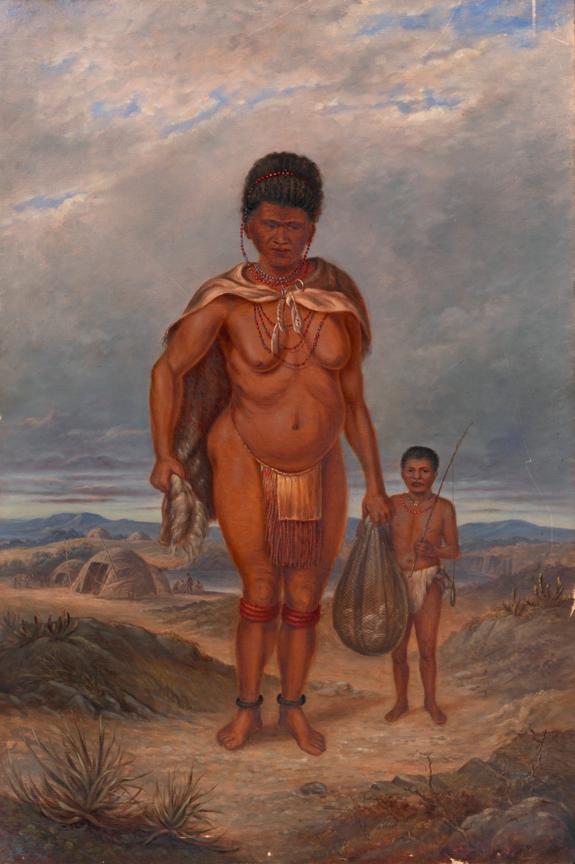 ホッテントットの女性と子供たち、カリフォルニア州。 1893年。 作： アントニオ・ゼノ・シンドラー