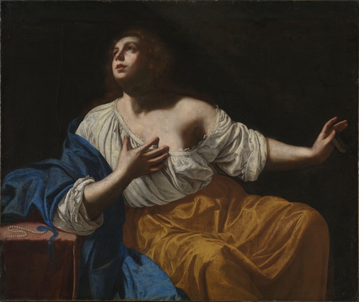 マグダラのマリアの悔い改め、1640年頃（キャンバスに油彩） 作： Artemisia Gentileschi