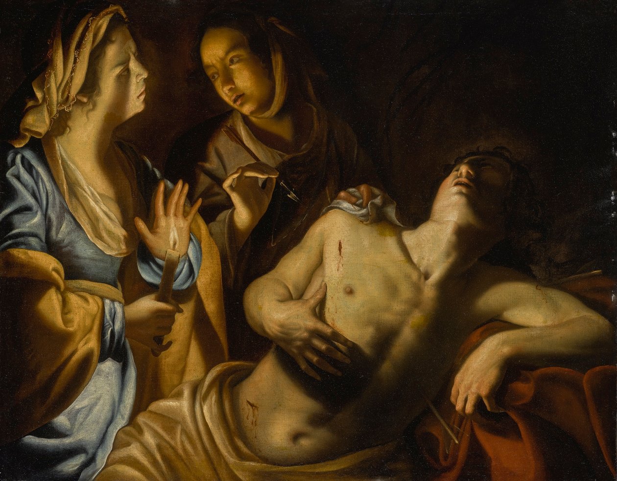 聖イレーネに看取られる聖セバスチャン 作： Artemisia Gentileschi