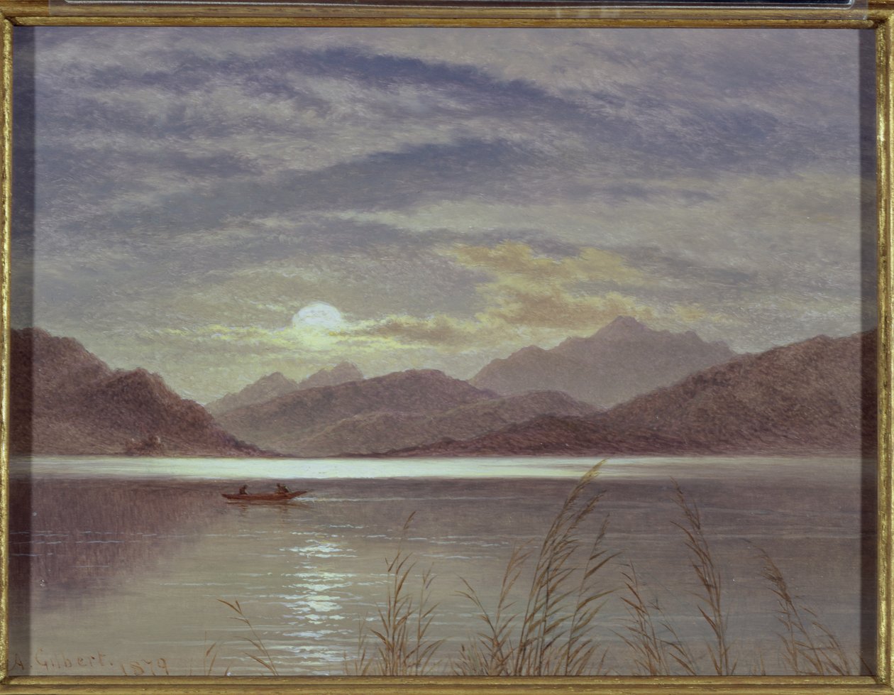 月光による湖の情景、1879（板） 作： アーサー・ギルバート