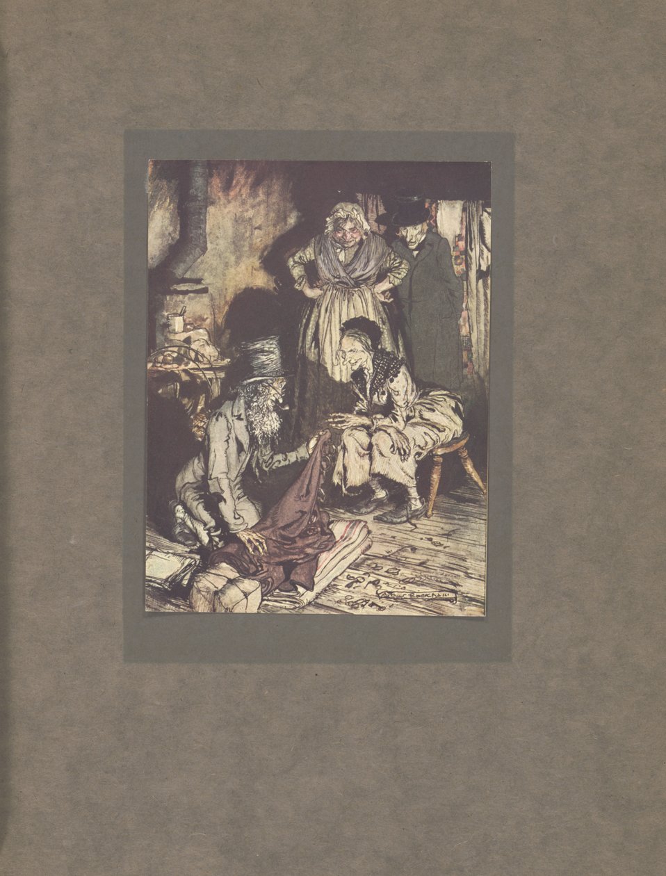 「ベッドカーテン！」、1915 作： アーサー・ラッカム