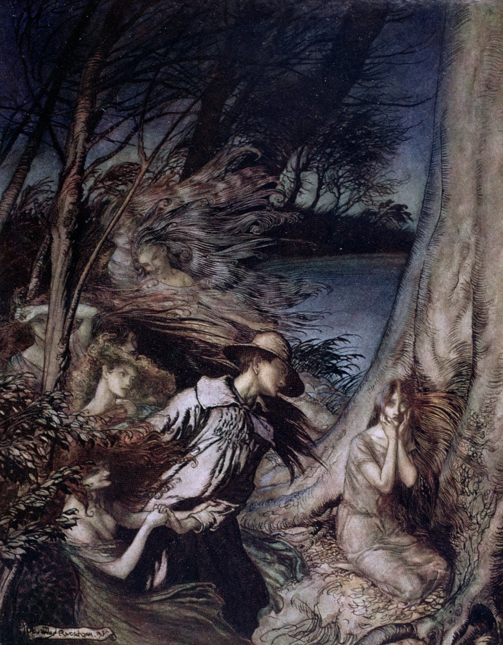 妖精のイラスト、1912年（カラーリソ） 作： アーサー・ラッカム