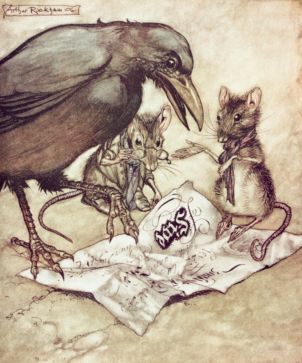Preposterous！ JMバリーによる「ケンジントンガーデンのピーターパン」から、1906年に激怒してソロモンが叫んだ 作： アーサー・ラッカム