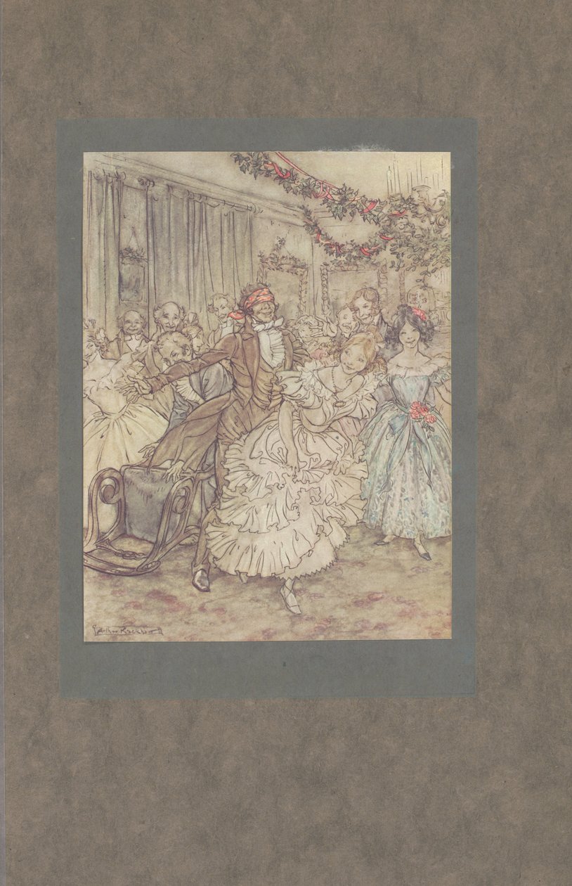 「彼がレースタッカーでそのふくよかな姉妹を追いかけた方法！」、1915 作： アーサー・ラッカム