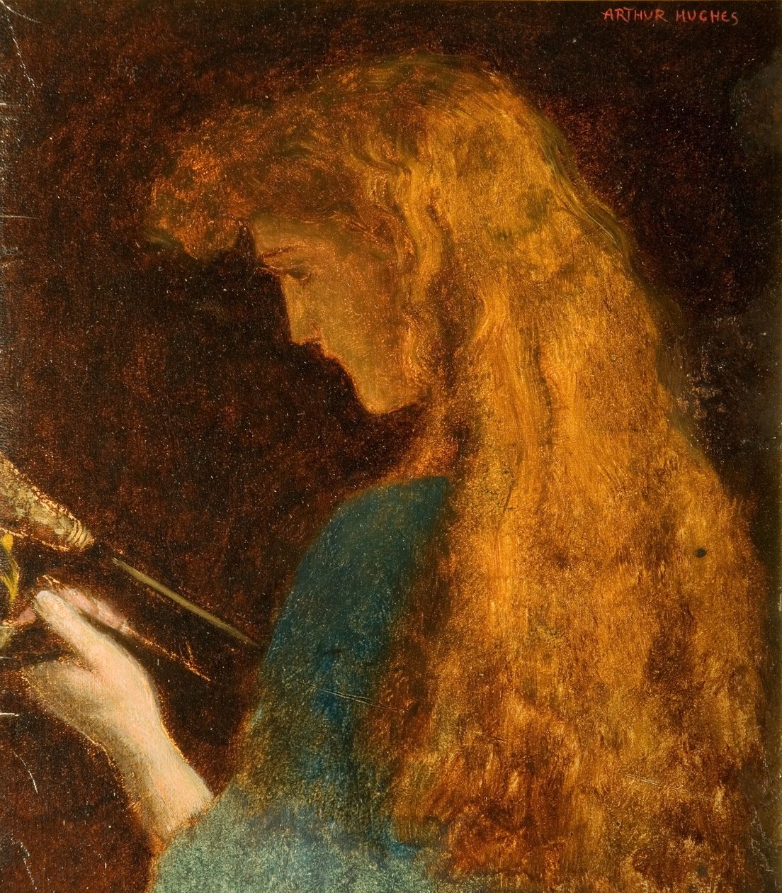 少女の頭の研究、1880-1886。 作： アーサー・ヒューズ