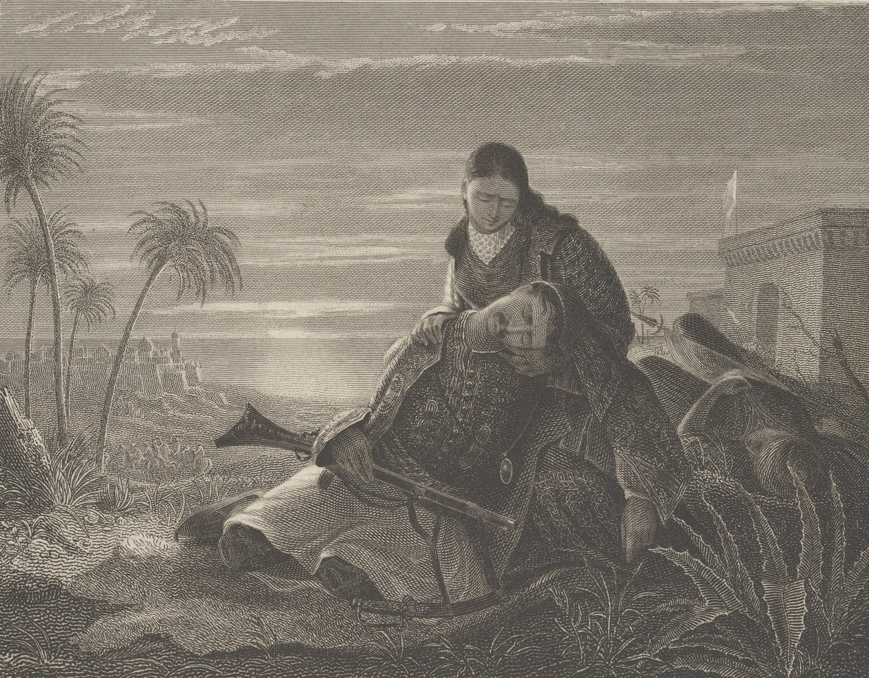 瀕死のギリシャ人、ca。 1830年。 作： アッシャー・ブラウン・デュランド