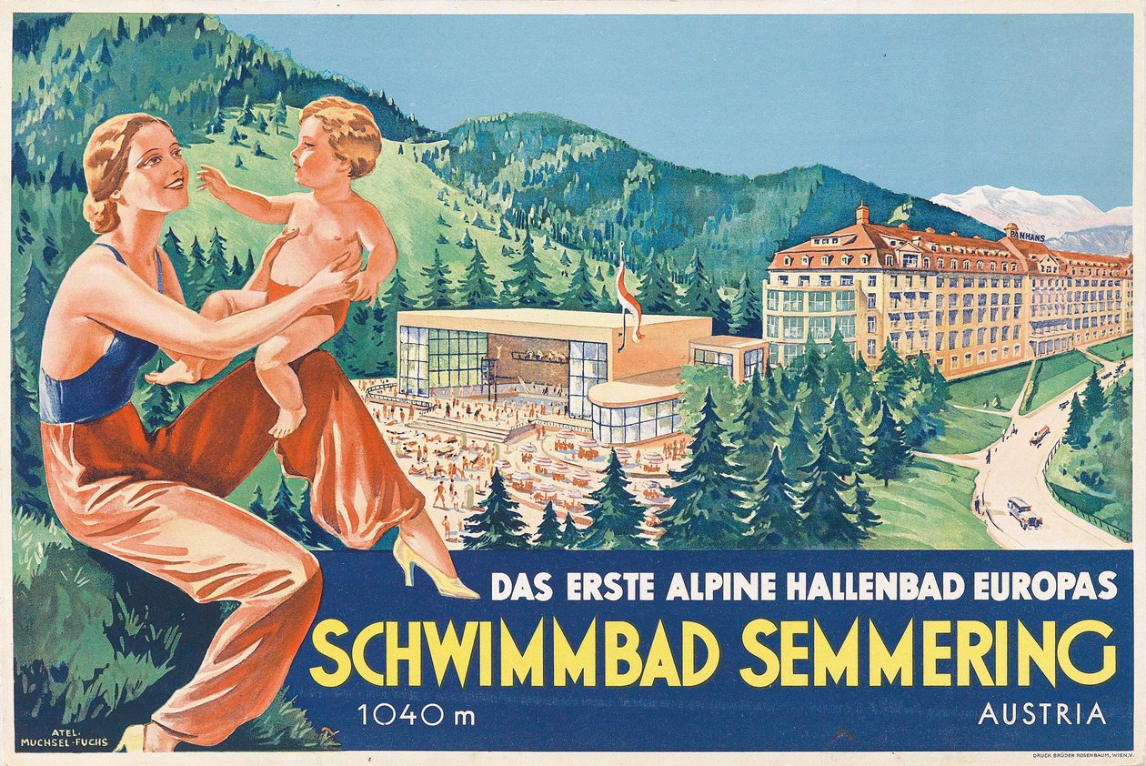 セメリング スイミング プール、1930 年代。 作： アトリエMuchselFuchs