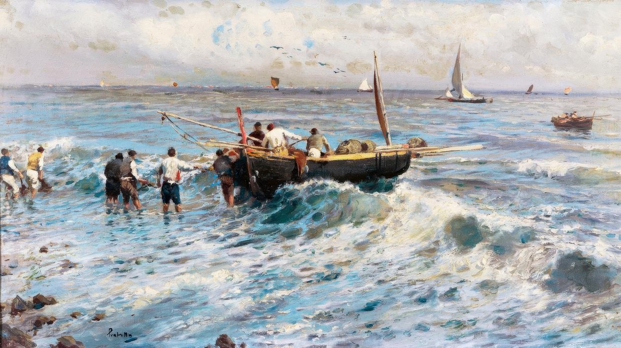 漁師さんとの海辺の遊び 作： アッティリオ・プラテラ