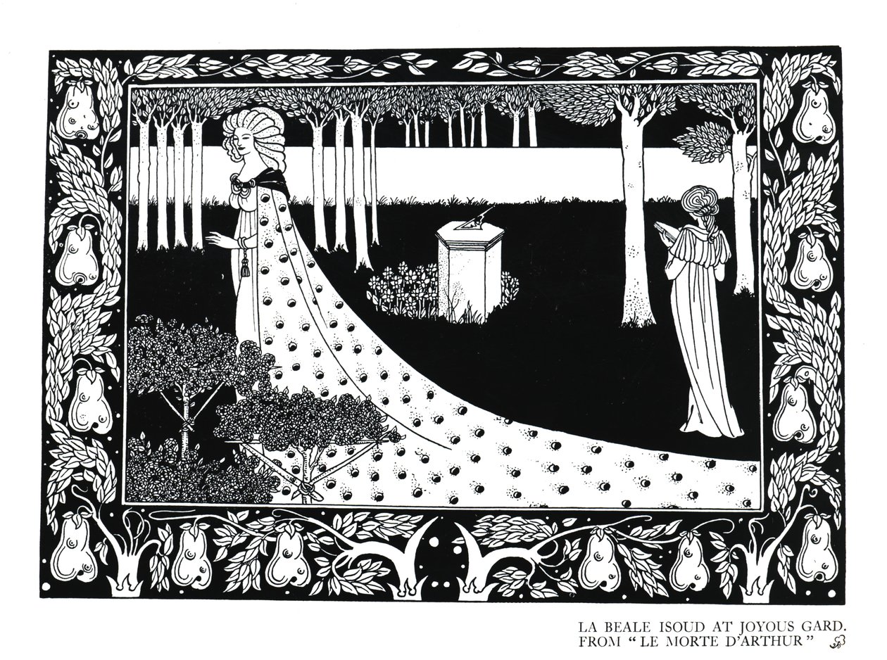 Joyous GardのLa Beale Isoud、「Le Morte d&39;Arthur」のイラスト、パブ。 1894 作： オーブリービアズリー