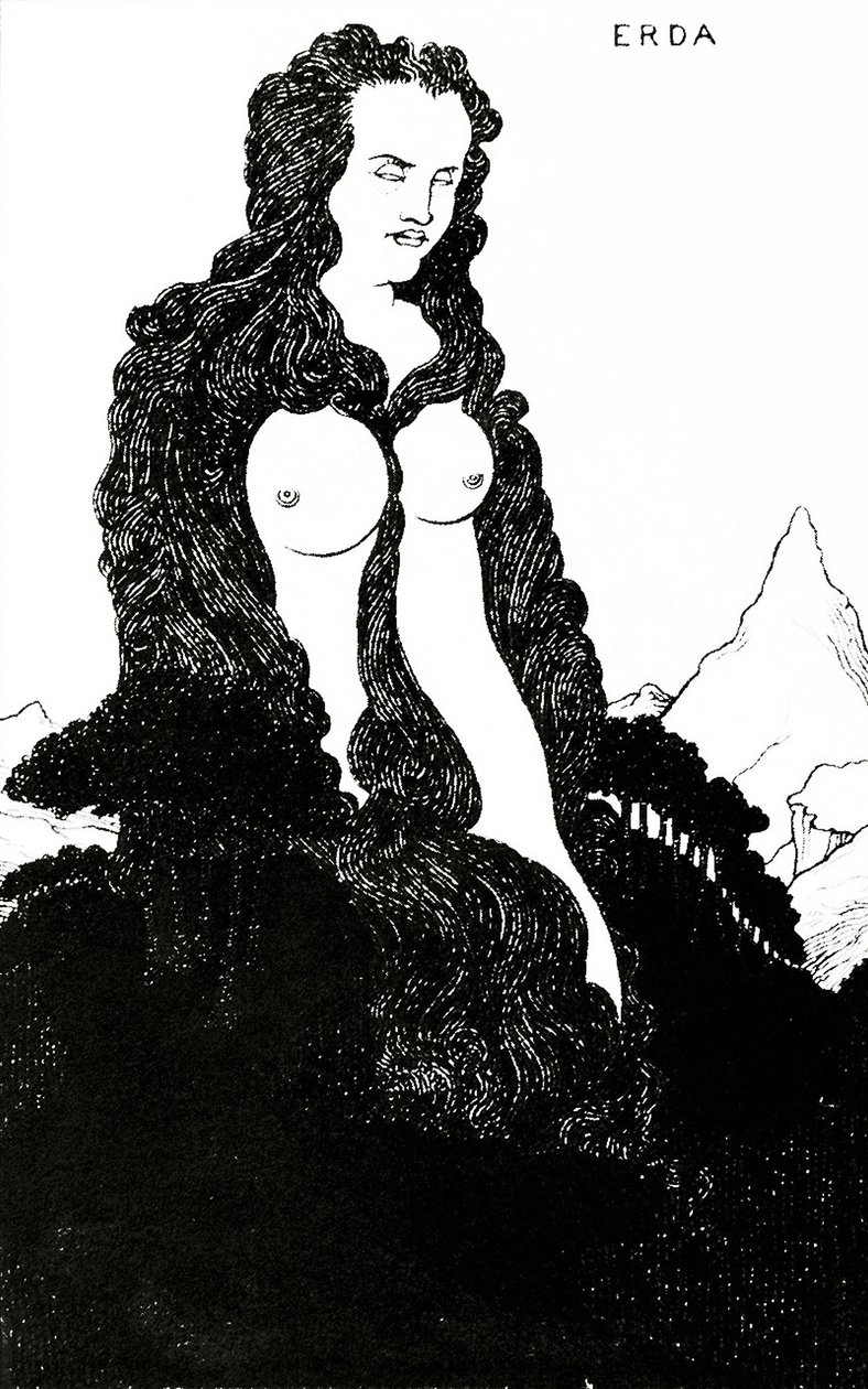 Erda、「Das Rheingold」のイラスト1896 作： オーブリービアズリー