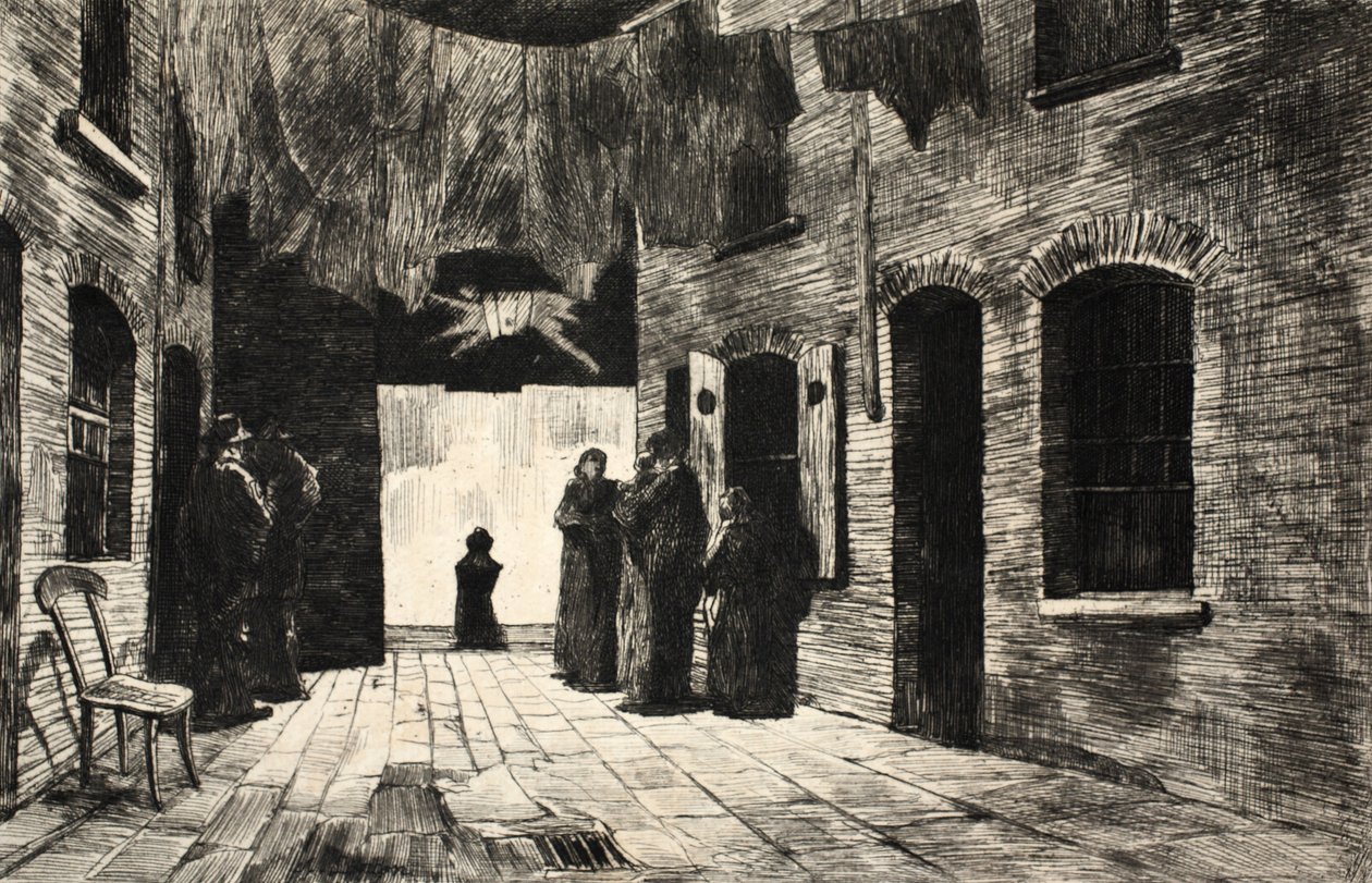 「La Rue a Londres」のイラスト、パブ。 G. Charpentier et Cie、1884年 作： オーギュストアンドレランコン