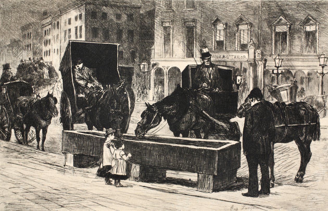 「La Rue a Londres」のイラスト、パブ。 G. Charpentier et Cie、1884年 作： オーギュストアンドレランコン