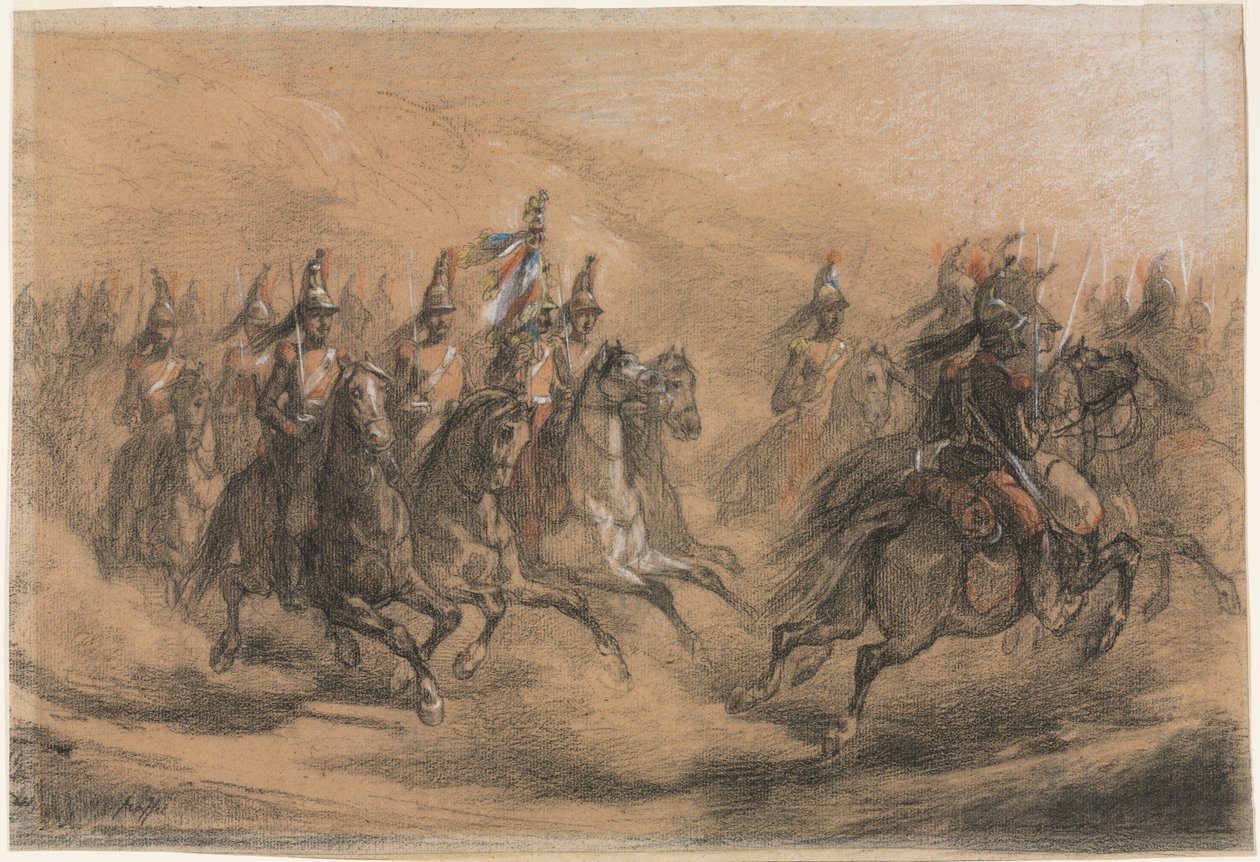 騎兵突撃、c。 1840。 作： オーギュスト・ラフェット