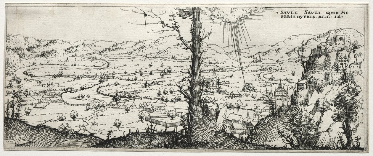 1545年、サウルスの回心のある風景。 作： オーガスティン・ヒルシュフォーゲル