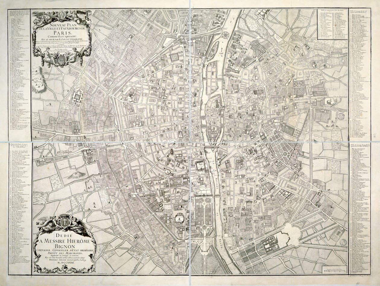 パリの地図、1723年 作： B.ジェイルロット