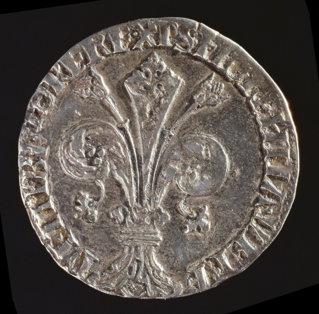 フルール・ド・リスのある大きなグエルフの表側、1376（銀色）を鋳造（逆は119192を参照） 作： キエリチノのバルドゥッチョ