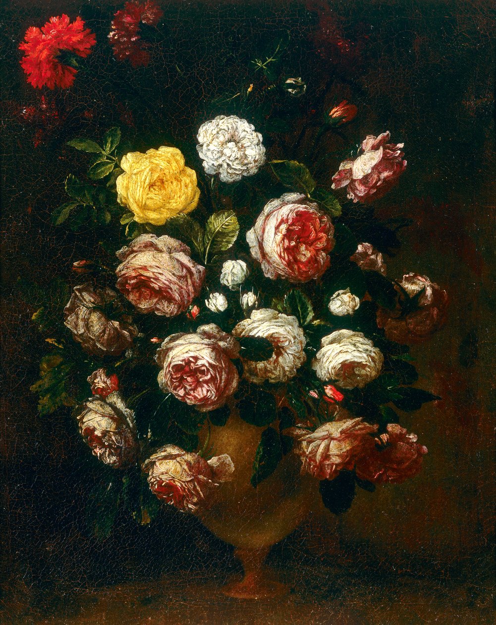 バラの花瓶、バルトロメオビンビの絵画 作： バルトロメオ・ビンビ
