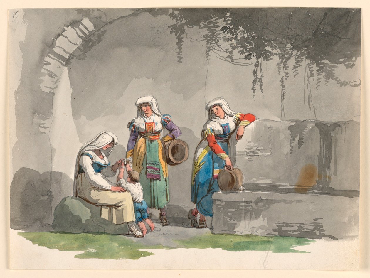 素描《3人の南イタリアの女性》1807-08年 作： バルトロメオ・ピネリ