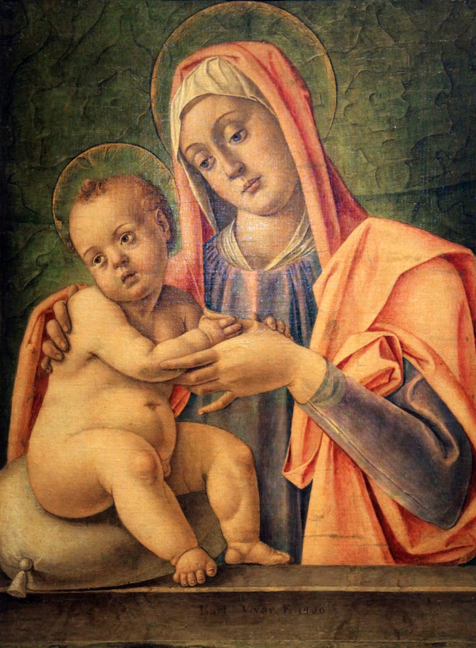 「マドンナと子供」、1490 作： バルトロメオ・ヴィヴァリーニ