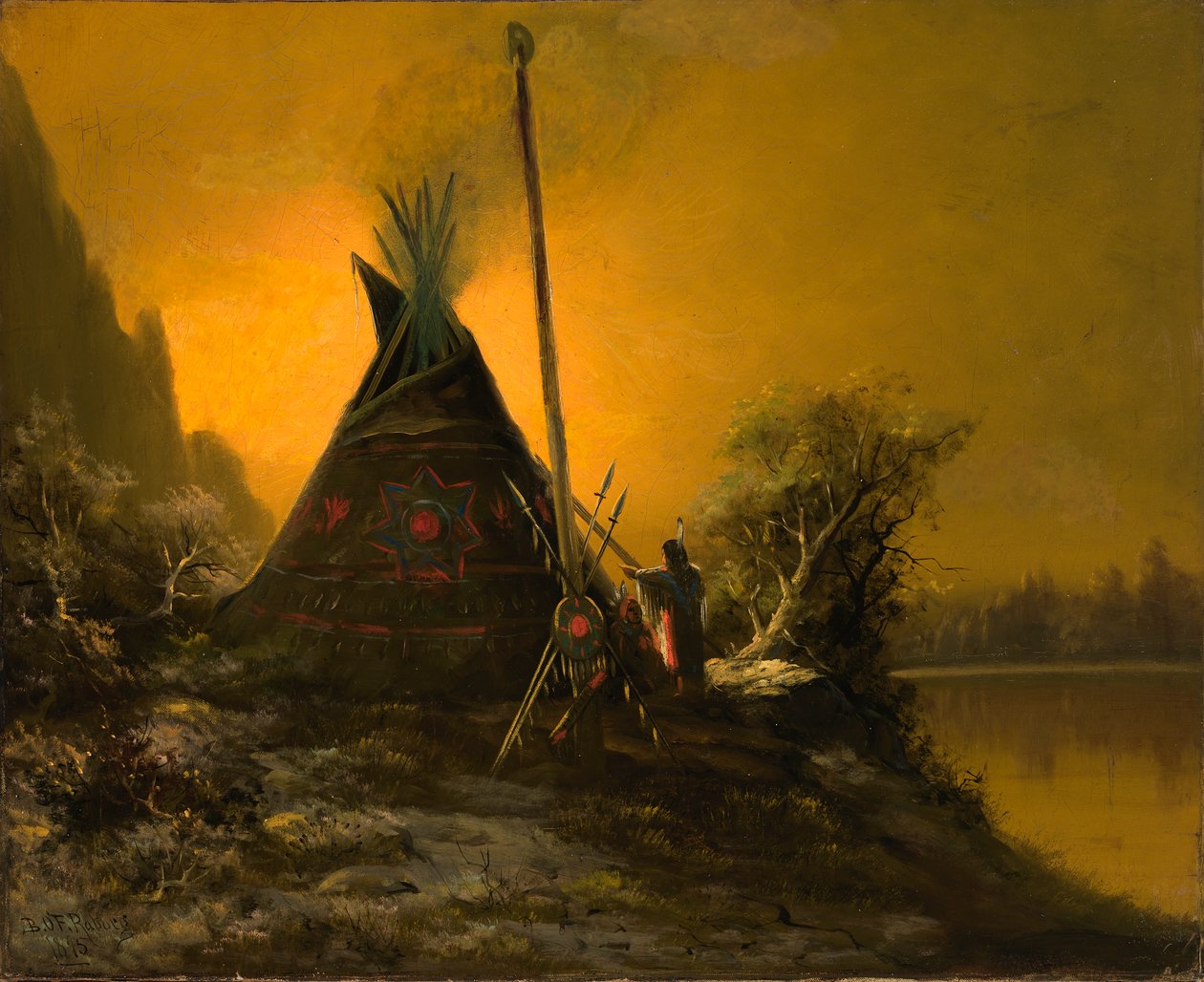 インドのティピの夜景、1895 年。 作： ベンジャミン・ラボルグ