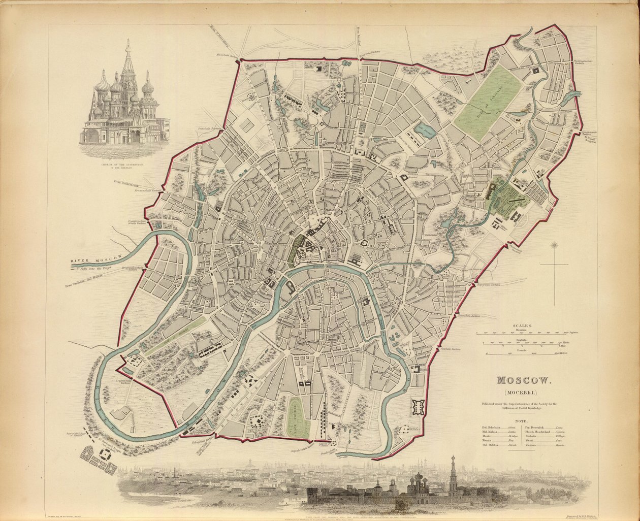 モスクワの平面図、1836 年。 作： ベンジャミン・リース・デイヴィス