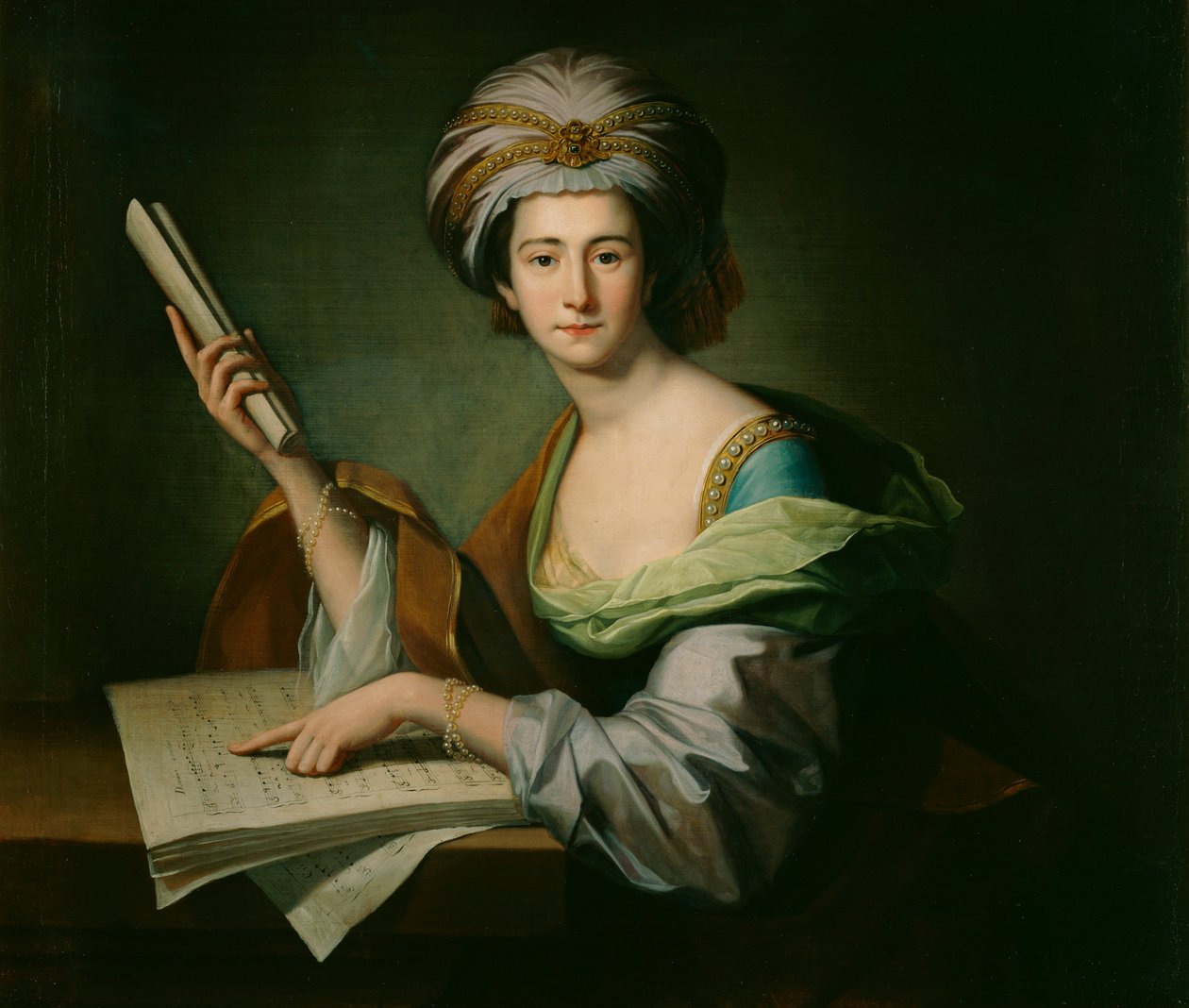 「アンナ・マリア・シュッツ、レディ・グリフィン」、c1758-c1764 作： ベンジャミンウェスト