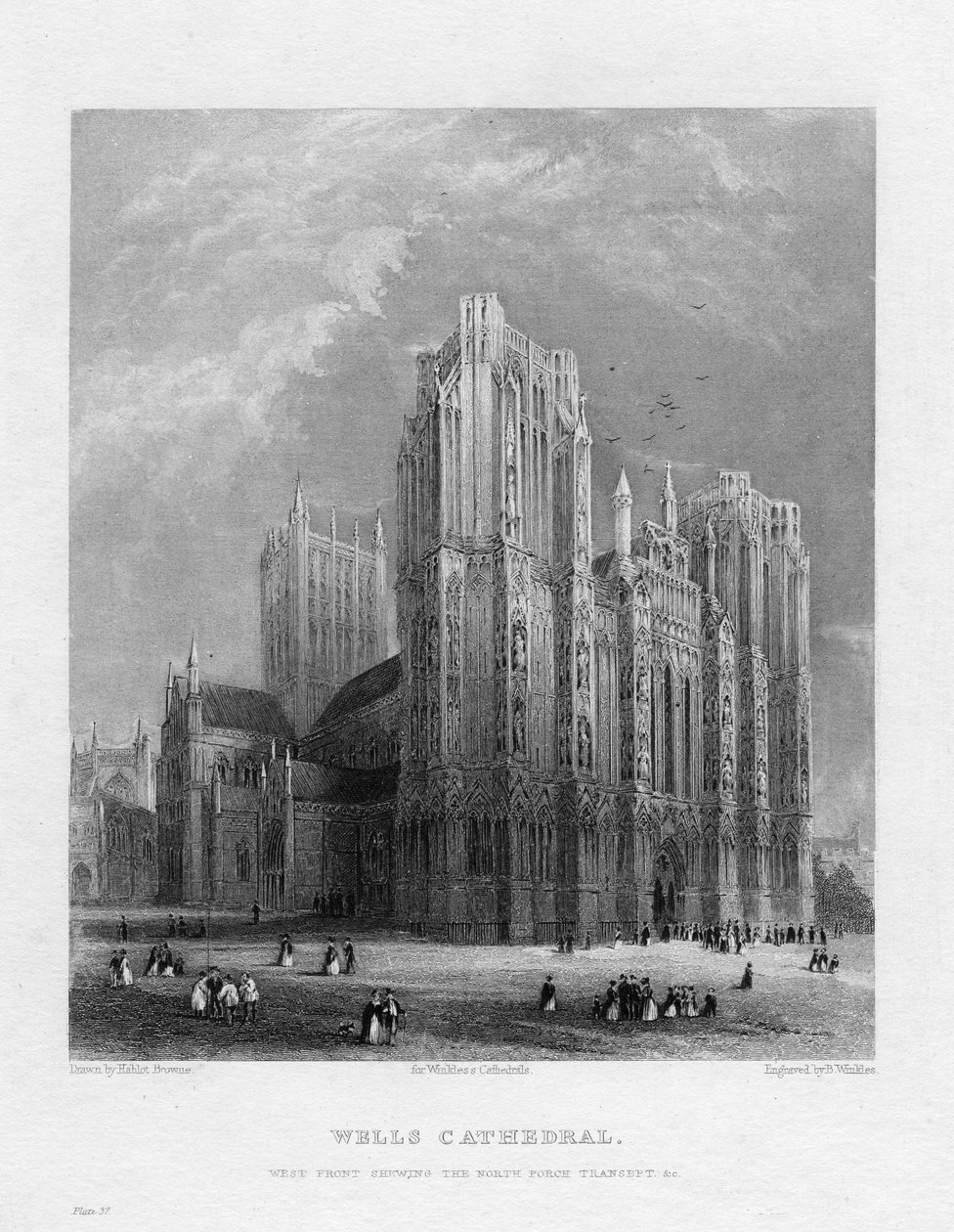 ウェルズ大聖堂、サマセット、c1860 作： ベンジャミン・ウィンクルズ