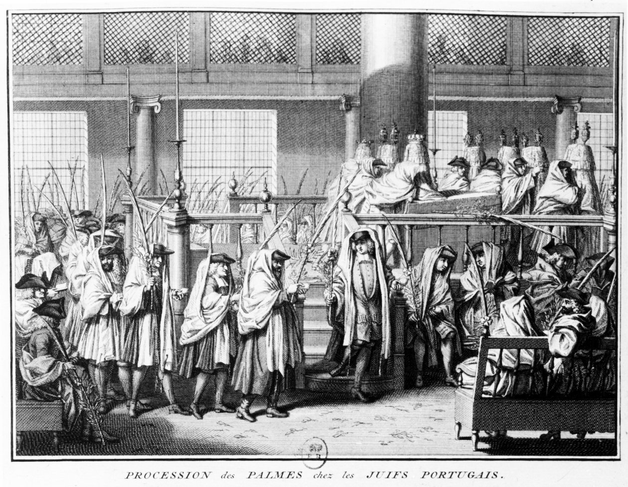 ポルトガルのユダヤ人の間で幕屋の祭典の間にヤシの木の行列（（Hoschana Rabah）、1725 作： バーナード・ピカール