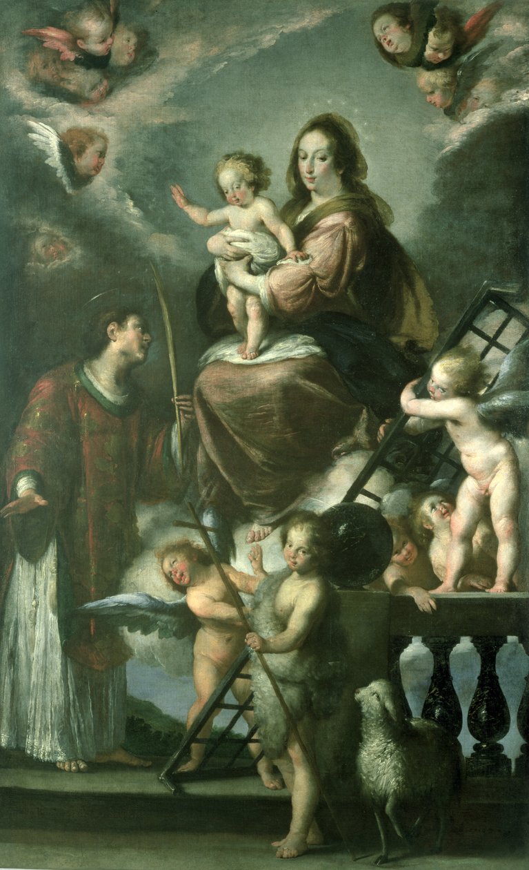 聖ヨハネと洗礼者聖ヨハネと天使たちとのマドンナと子供、1629年 作： ベルナルド・ストロッツィ