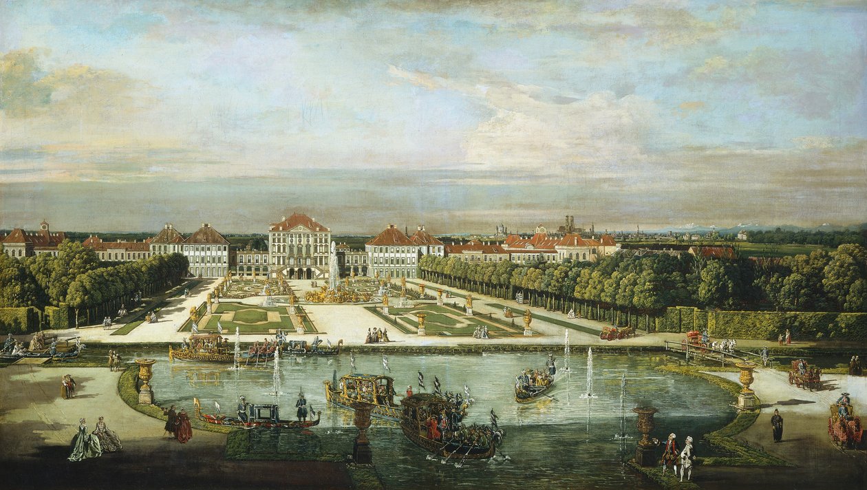 ニンフェンブルク宮殿、ミュンヘン、c。 1761年。 作： ベルナルド・ベロット（カナレット）