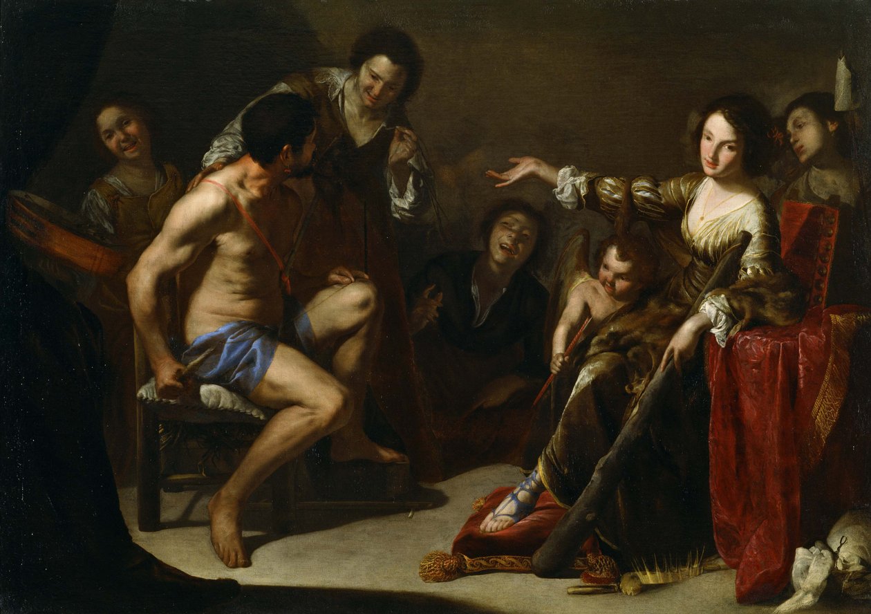 ヘラクレスとオンファレ、c。 1640 作： ベルナルド・カヴァリーノ