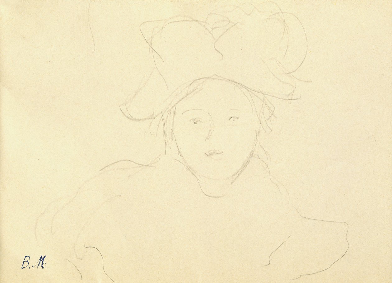 帽子の少女、1889 作： ベルト・モリゾ