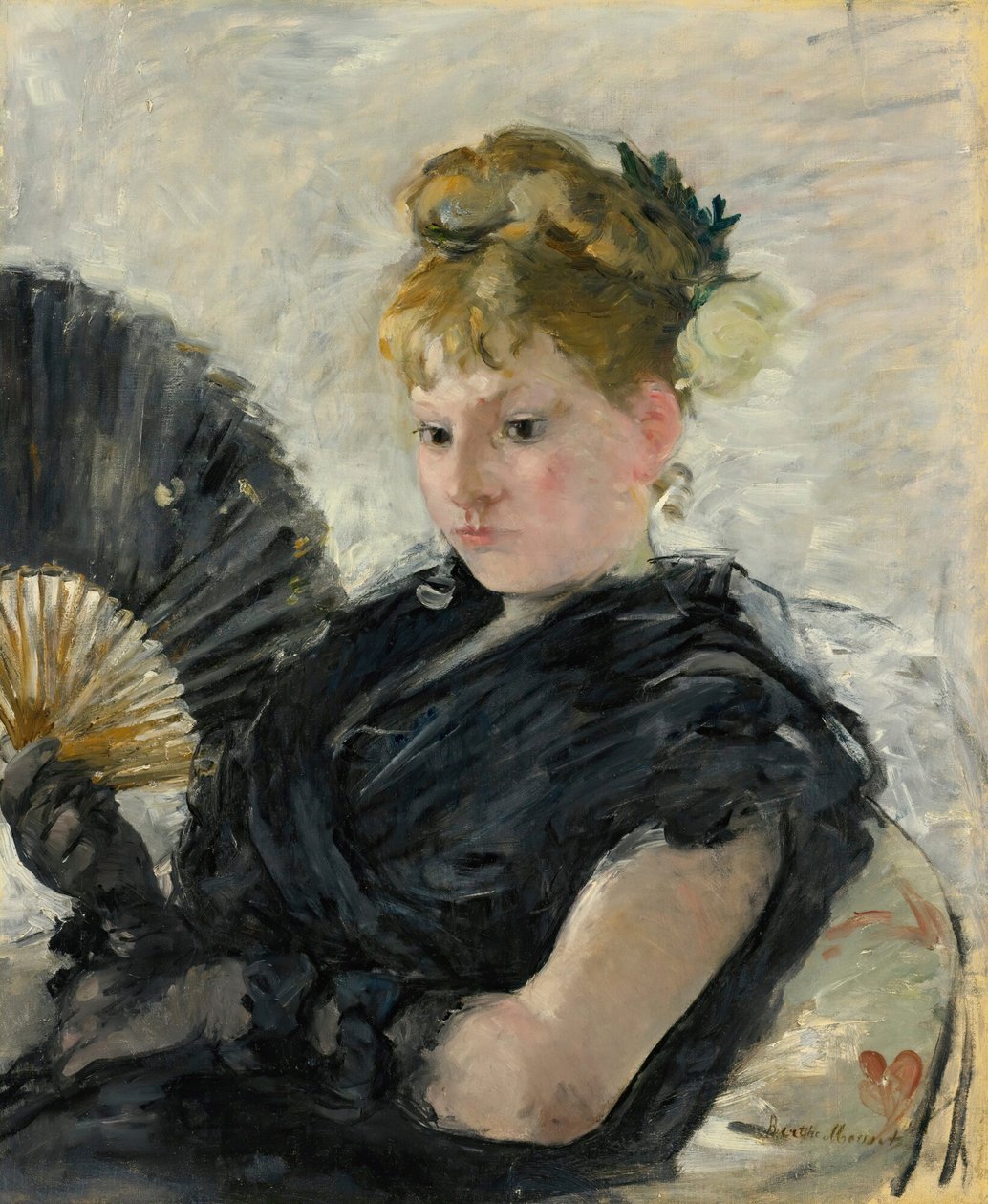 扇子を持つ女性、1876年。 作： ベルト・モリゾ