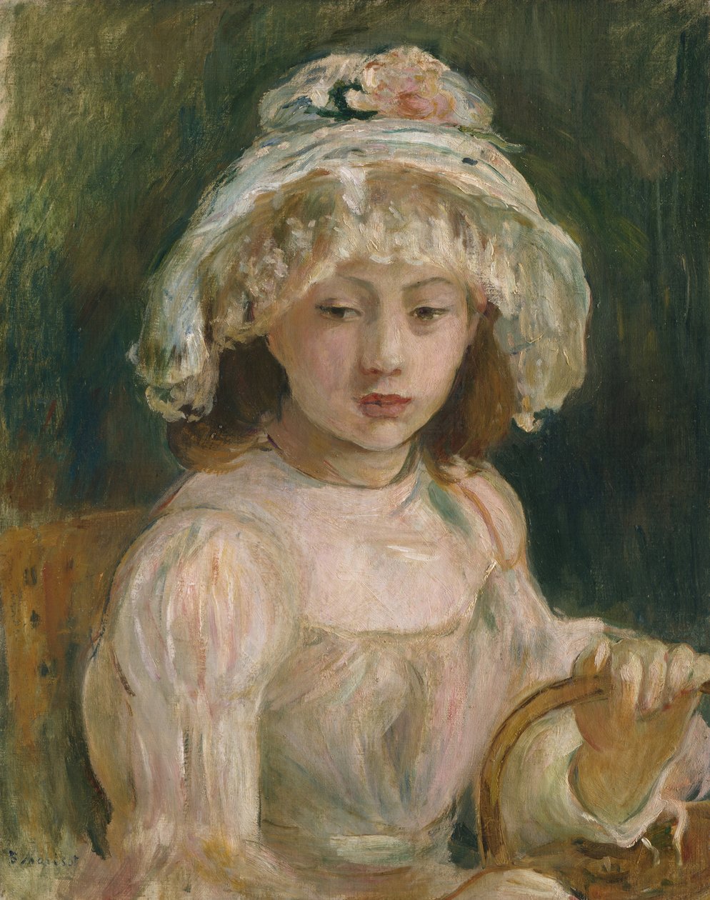 帽子をかぶった少女、1892年。 作： ベルト・モリゾ