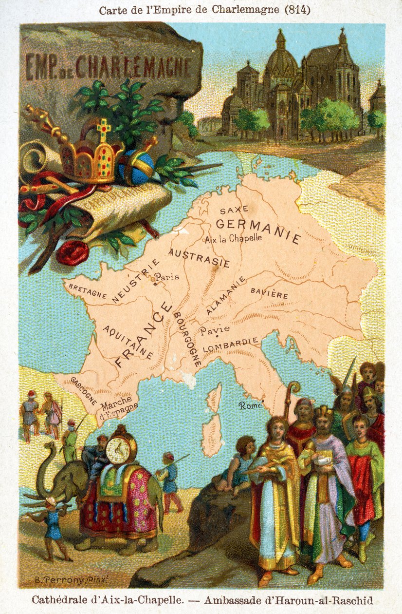 シャルルマーニュ帝国の地図、1890年頃 作： バートランド・ペロニー