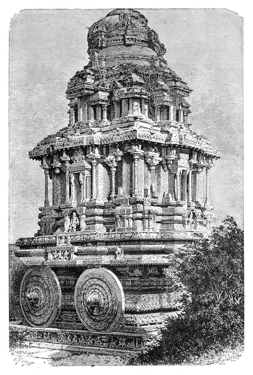 1895年、インドのハンピにある寺院の遺跡。 作： オーギュスト・ベルトランド