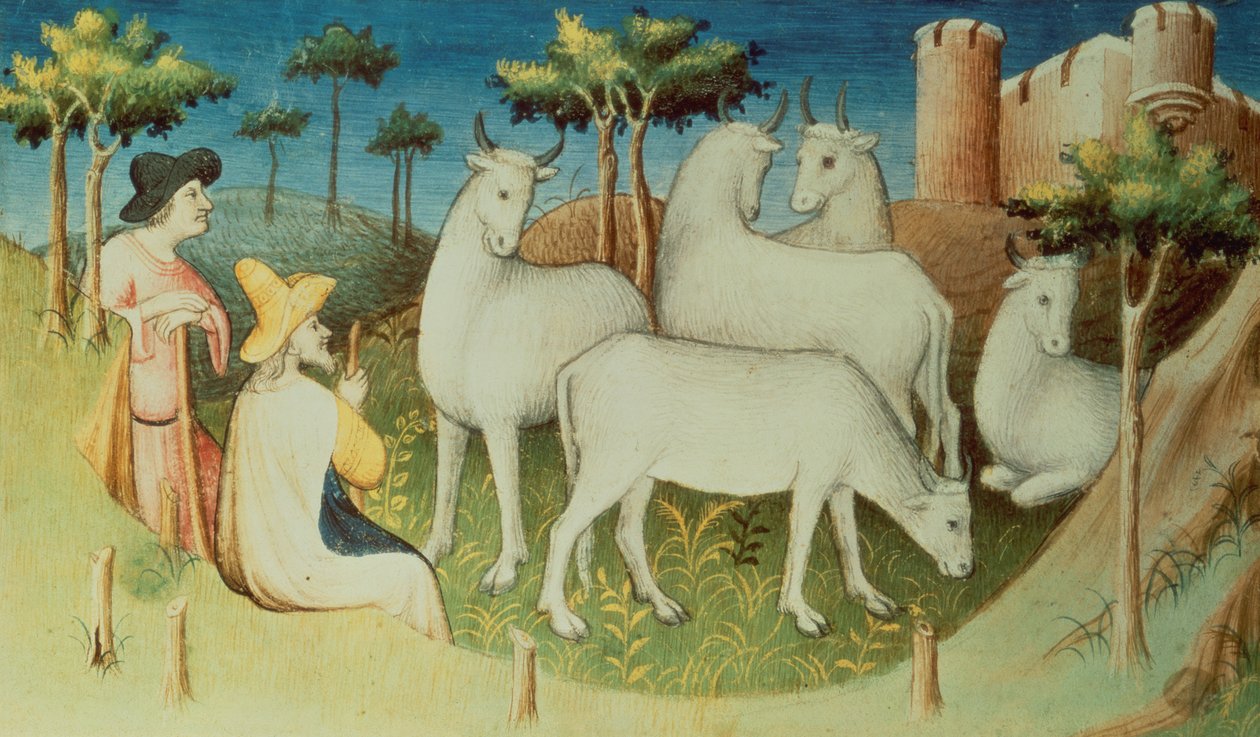 Ms Fr 2810 f.13v、彼の旅行中のマルコポーロ、「リヴルデメルベイユデュモンド」、c.1410-12（ベラムのテンペラ） 作： ブシコーマスター