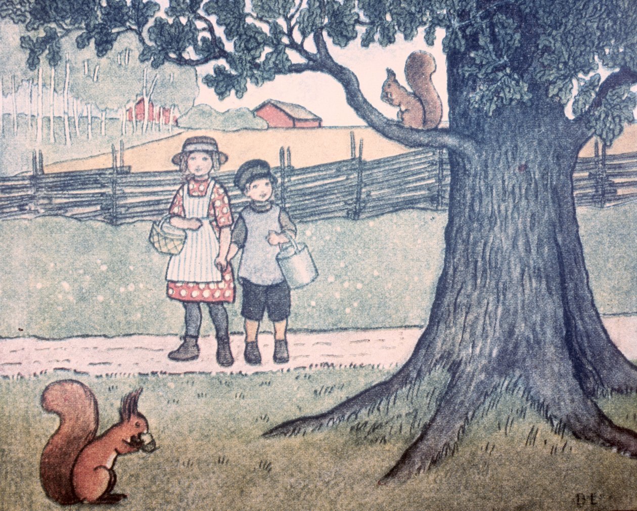 1912年に発行されたekorre（Squirrel）のような文字「E」 作： ブリタ・エルストロム
