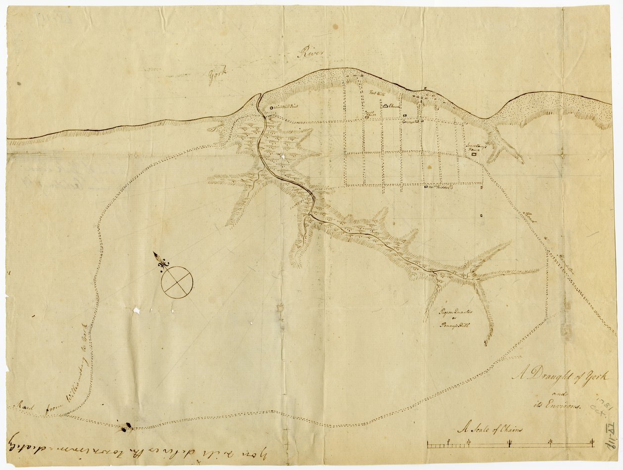 1781年10月、バージニア州ヨークタウンの地図 作： ブリティッシュスクール