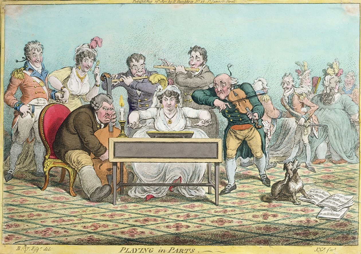 Playing in Parts、James Gillray（1757-1815）によってエッチングされ、1801年にHannah Humphreyによって発行されました（手描きのエッチング） 作： ブラウンローノース
