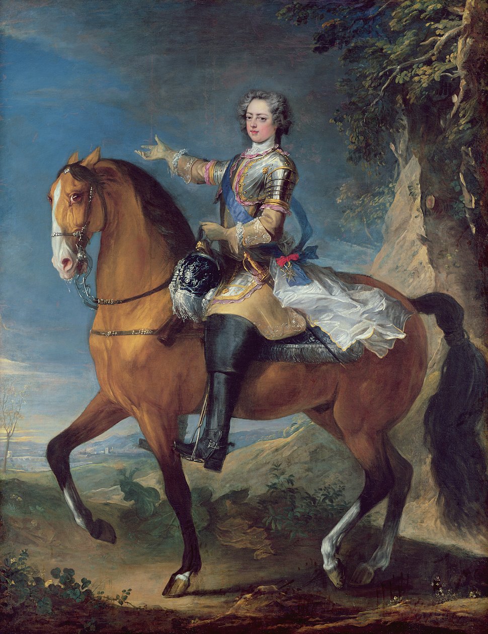 1723年、13歳のルイ15世（1710〜74年）の乗馬の肖像 作： C. and Van Loo、JB Parrocel