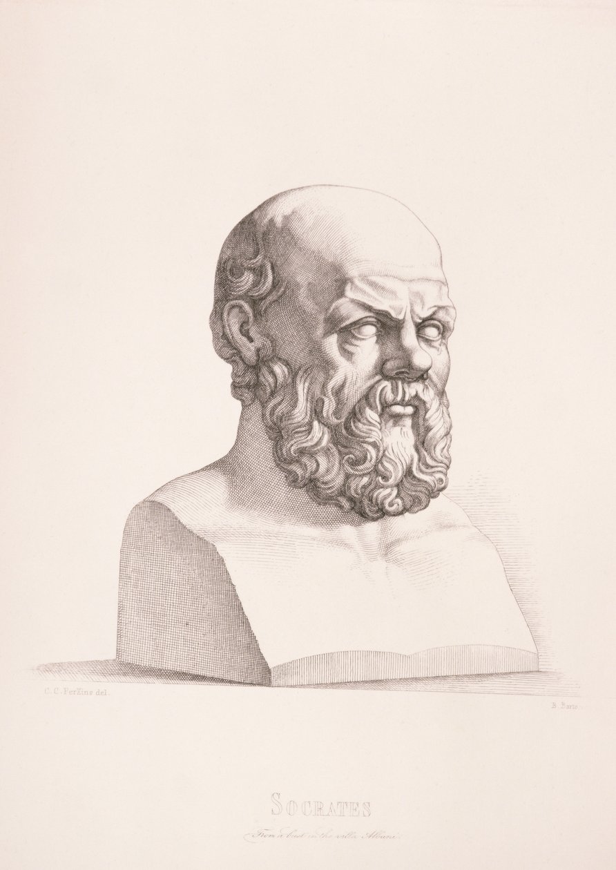 B.Barlocciniによって彫刻されたソクラテスの肖像（c.470-399 BC）、1849 作： CCパーキンス