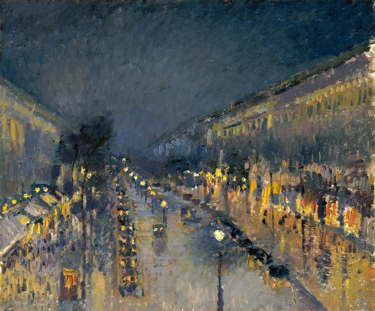夜の大通りモンマルトル、1897 作： カミーユ・ジェイコブ・ピサロ