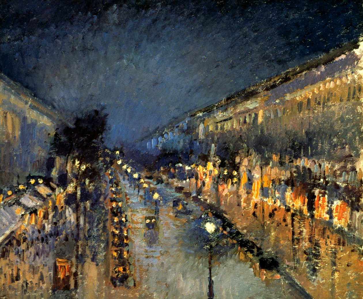 夜の大通りモンマルトル、1897 作： カミーユ・ジェイコブ・ピサロ