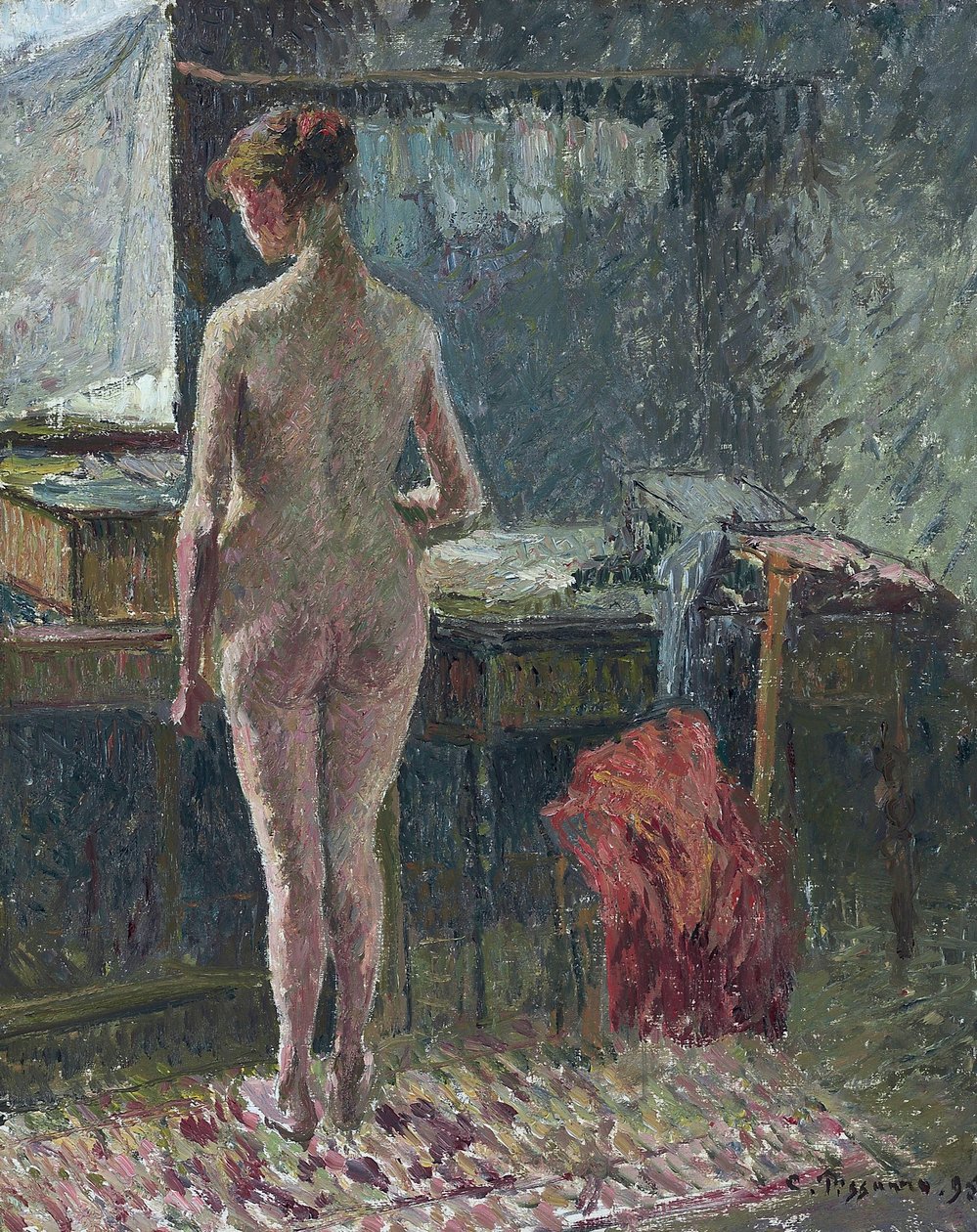 室内を背にしたヌード女性 作： カミーユ・ピサロ