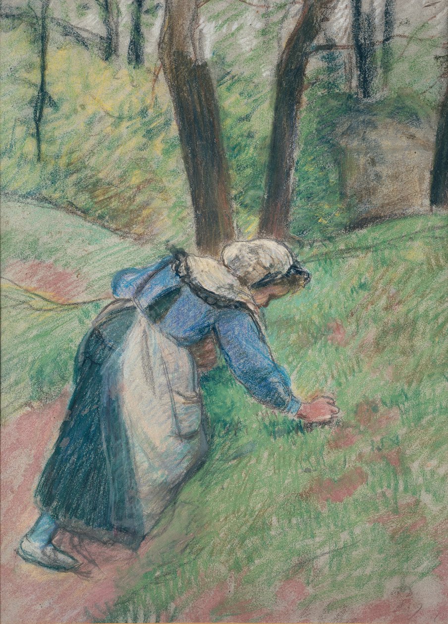 草を刈る農民の女性、c1894 作： カミーユ・ピサロ